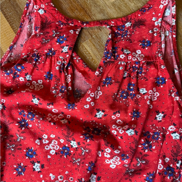 Old Navy Red Floral Tank Dress with Blue Accents - Picture 3 of 4